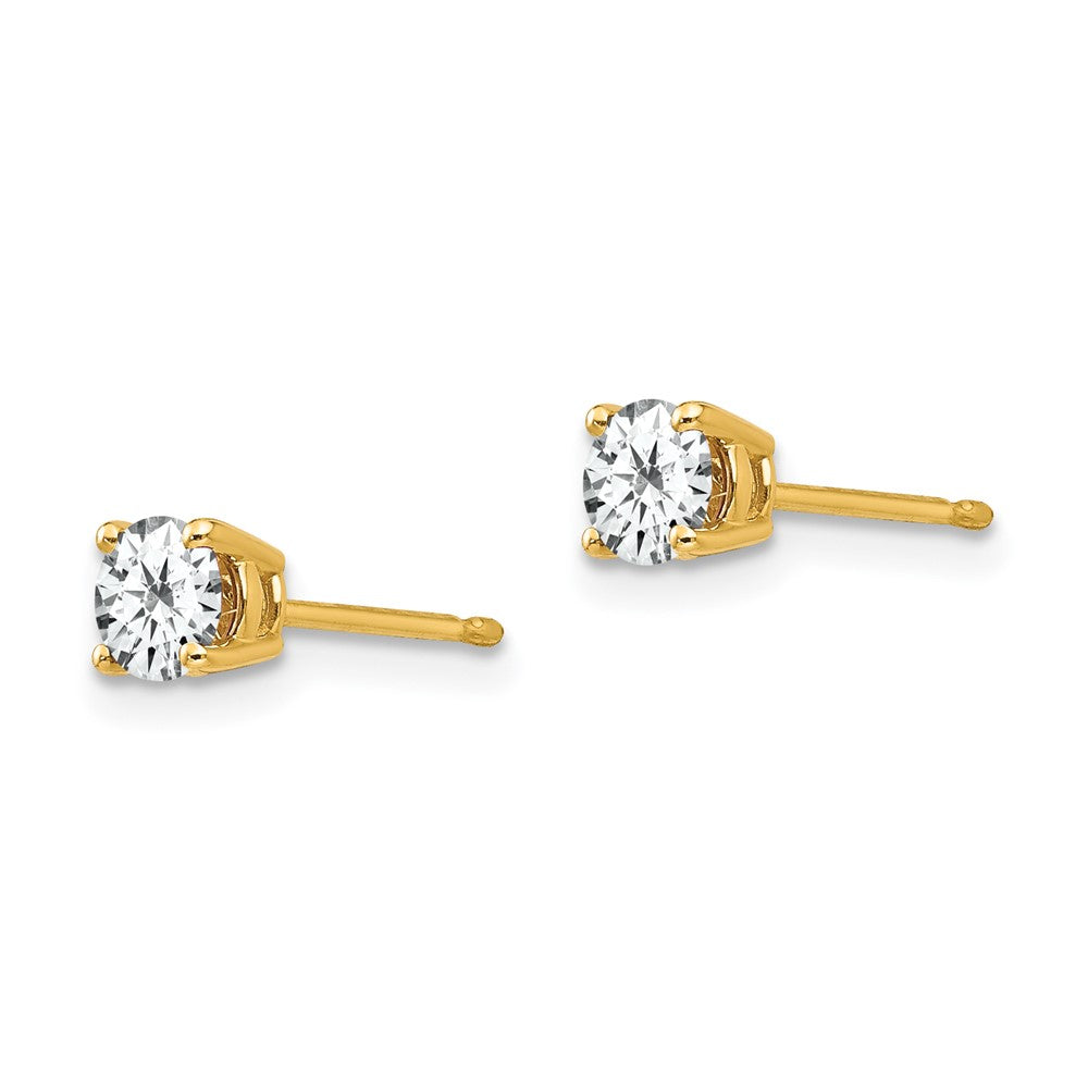 Round Cubic Zirconia Post Earrings - WBC