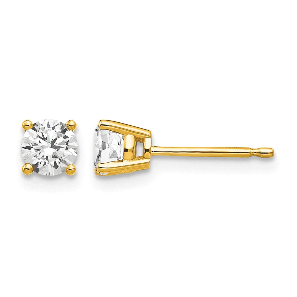 Round Cubic Zirconia Post Earrings - WBC