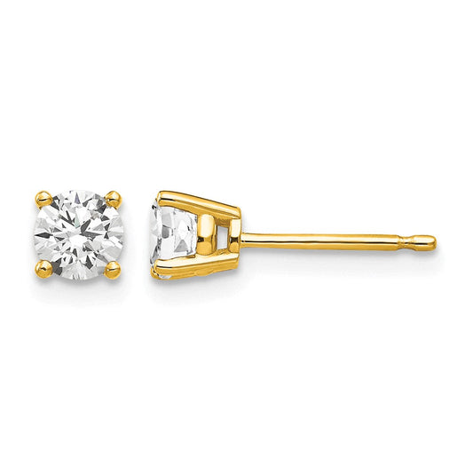 14K White Gold Round Stud Earrings, 4mm