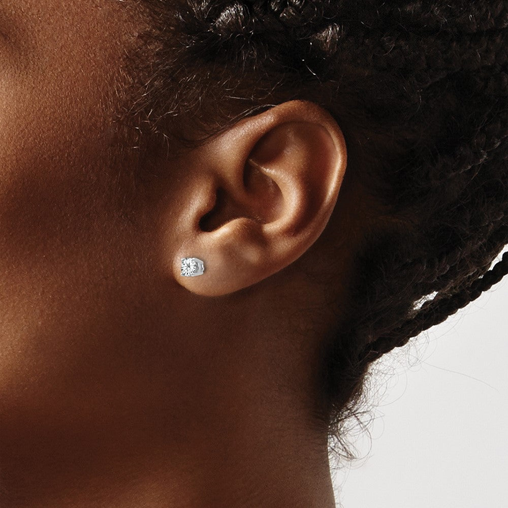 Round Cubic Zirconia Post Earrings - WBC