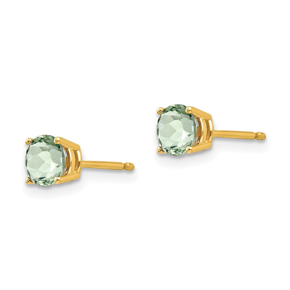 Round Green Quartz Post Earrings - WBC