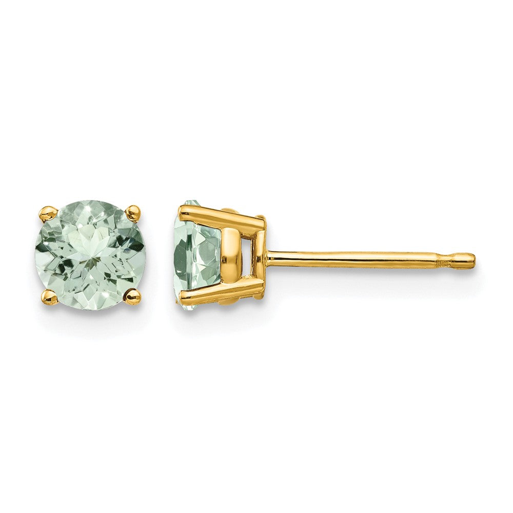 Round Green Quartz Post Earrings - WBC