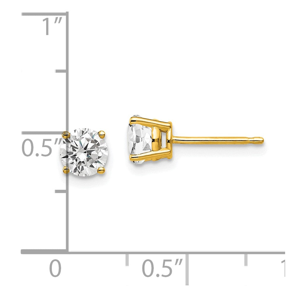 Round Cubic Zirconia Post Earrings - WBC
