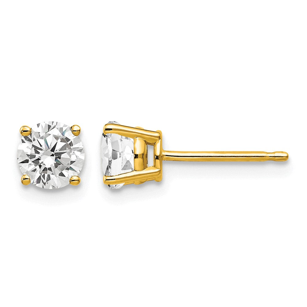 Round Cubic Zirconia Post Earrings - WBC