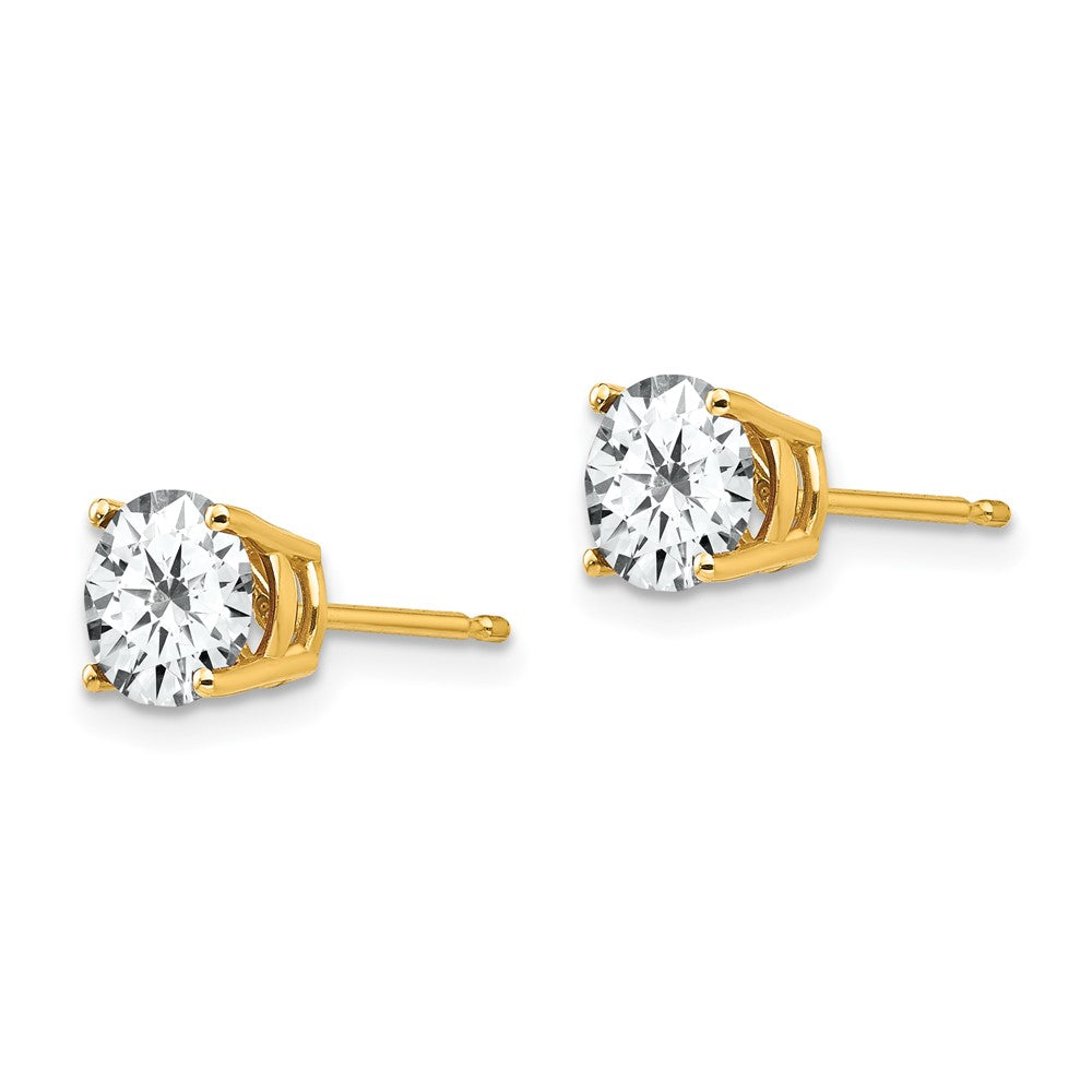Round Cubic Zirconia Post Earrings - WBC