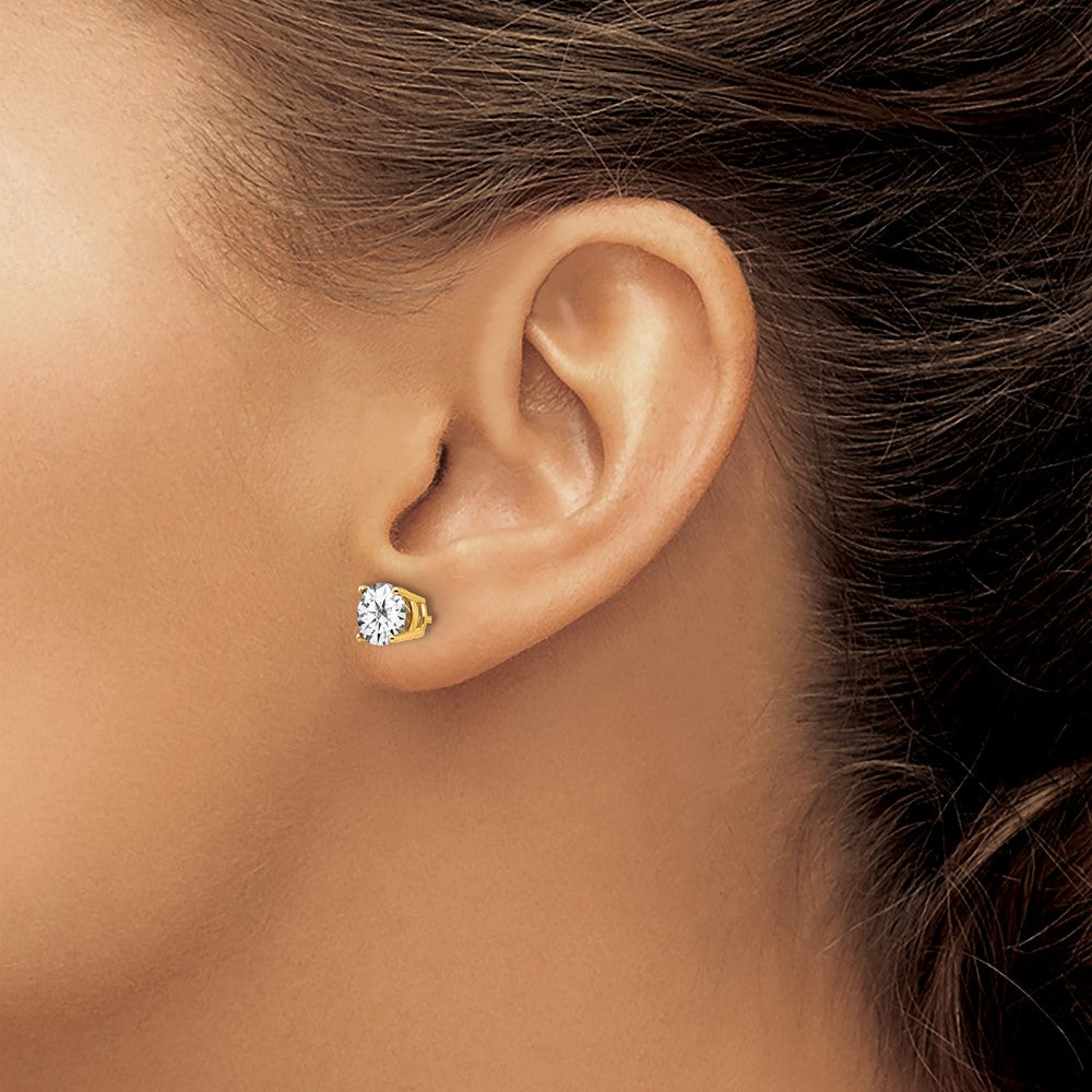 Round Cubic Zirconia Post Earrings - WBC