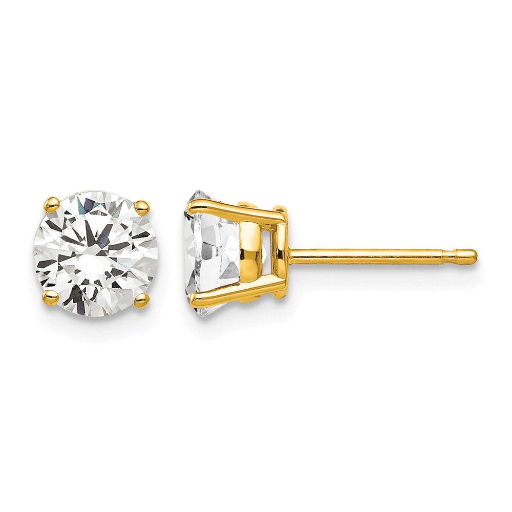 Round Cubic Zirconia Post Earrings - WBC