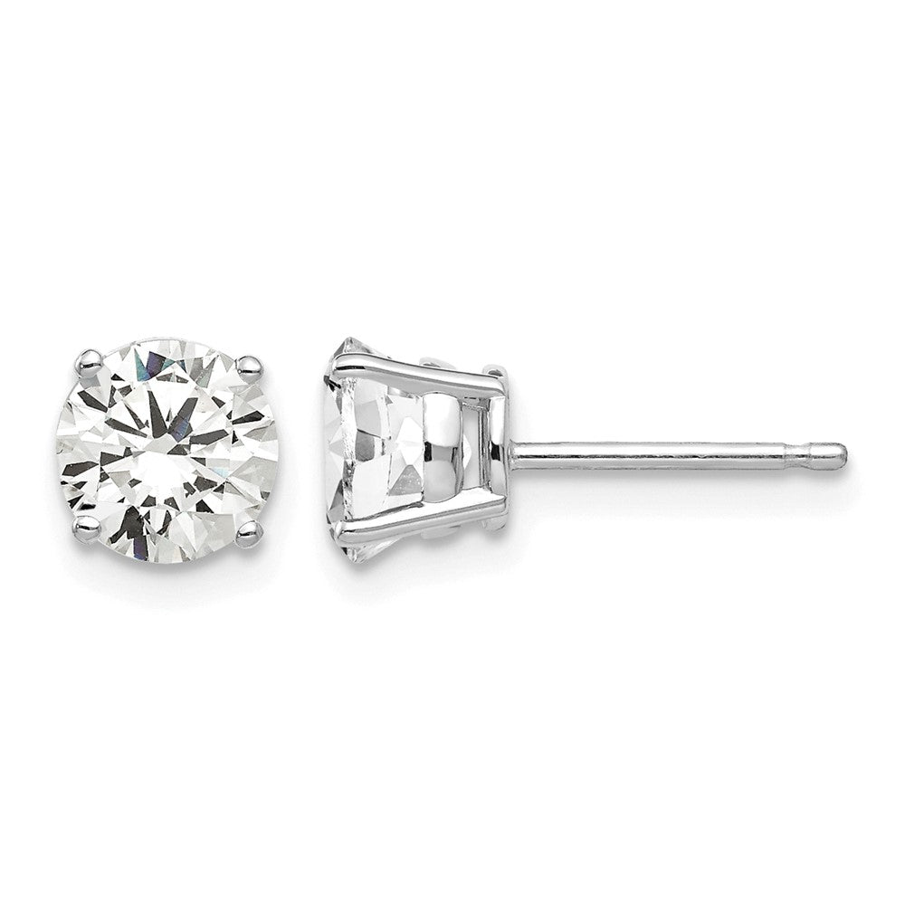 Round Cubic Zirconia Post Earrings - WBC