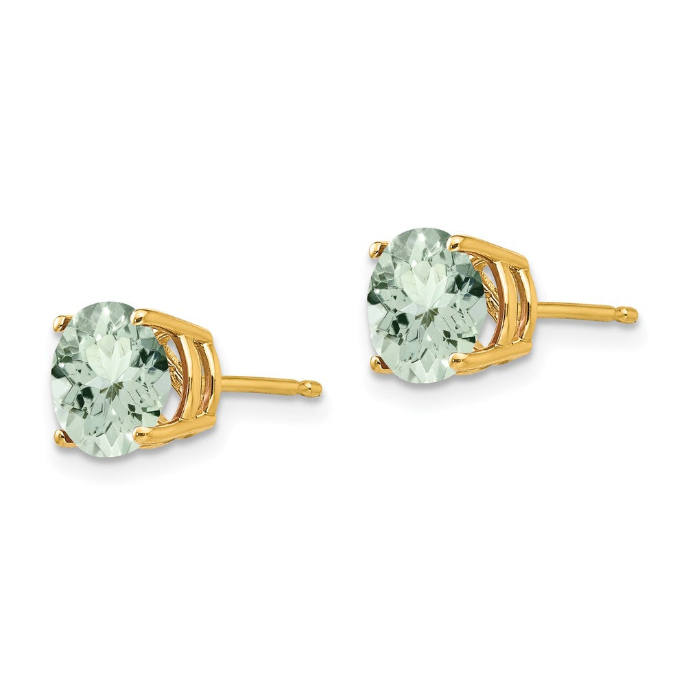 Round Green Quartz Post Earrings - WBC