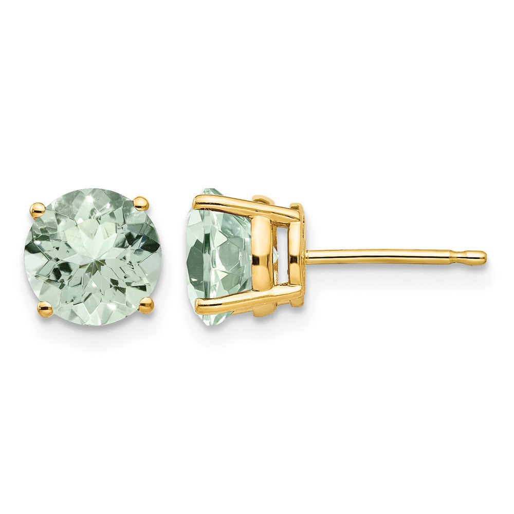 Round Green Quartz Post Earrings - WBC