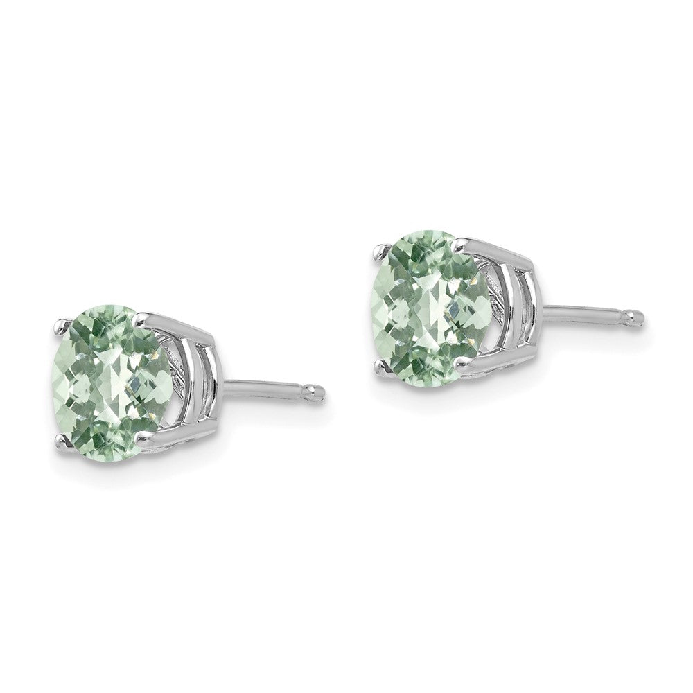 Round Checker-Cut Green Quartz Post Earrings - WBC
