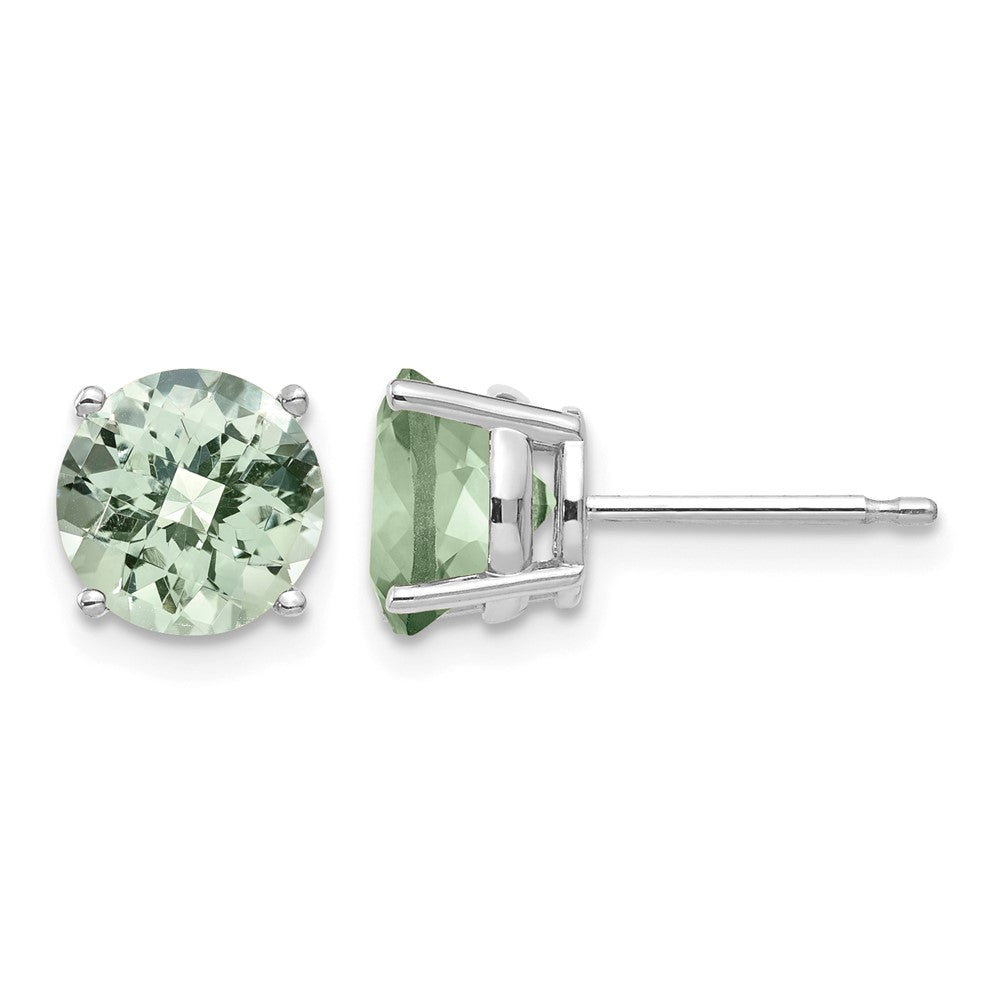 Round Checker-Cut Green Quartz Post Earrings - WBC