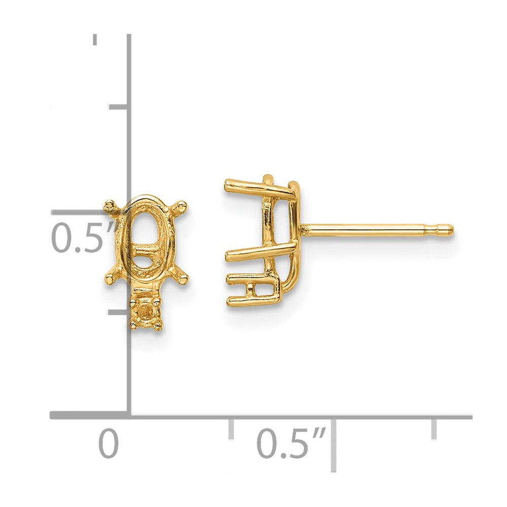 6x4 Oval and Diamond Post Earring Mountings - WBC