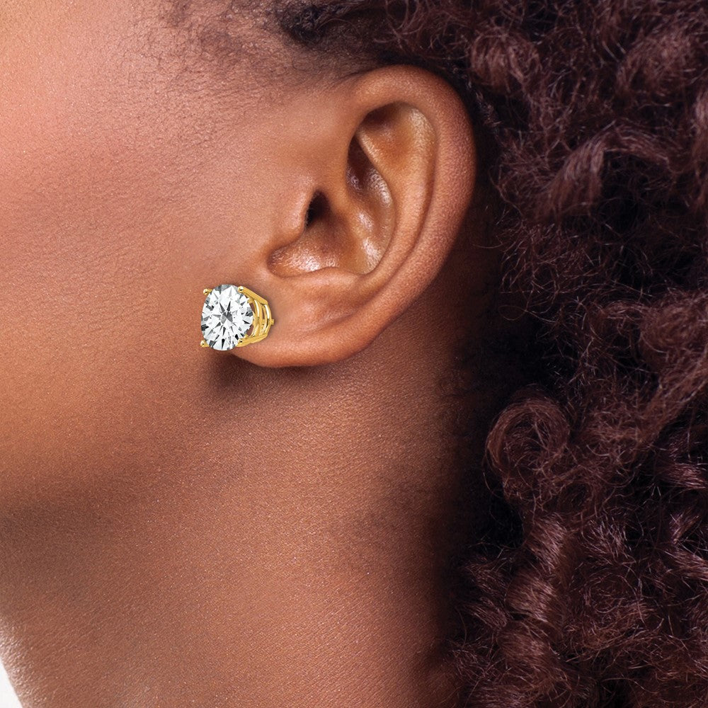 Round Cubic Zirconia Post Earrings - WBC