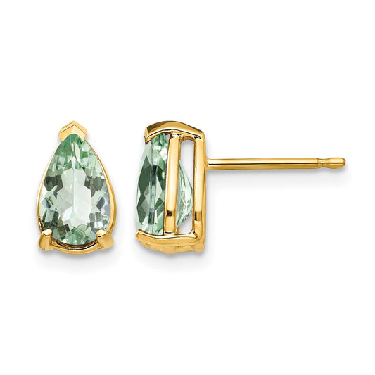 Pear Green Quartz Post Earrings - WBC
