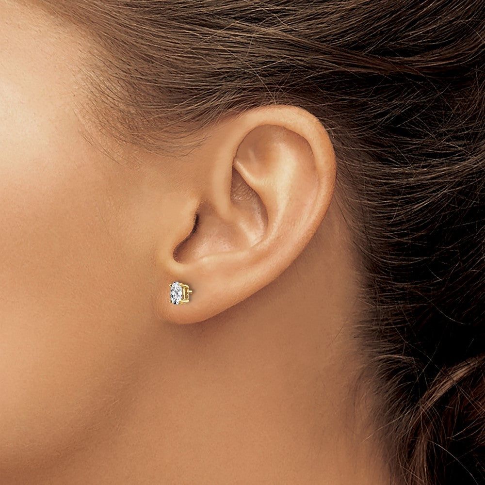 Oval Cubic Zirconia Post Earrings - WBC