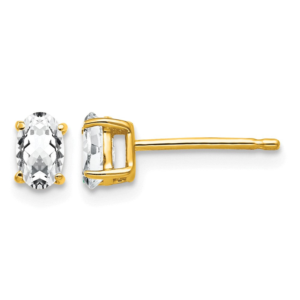 Oval Cubic Zirconia Post Earrings - WBC