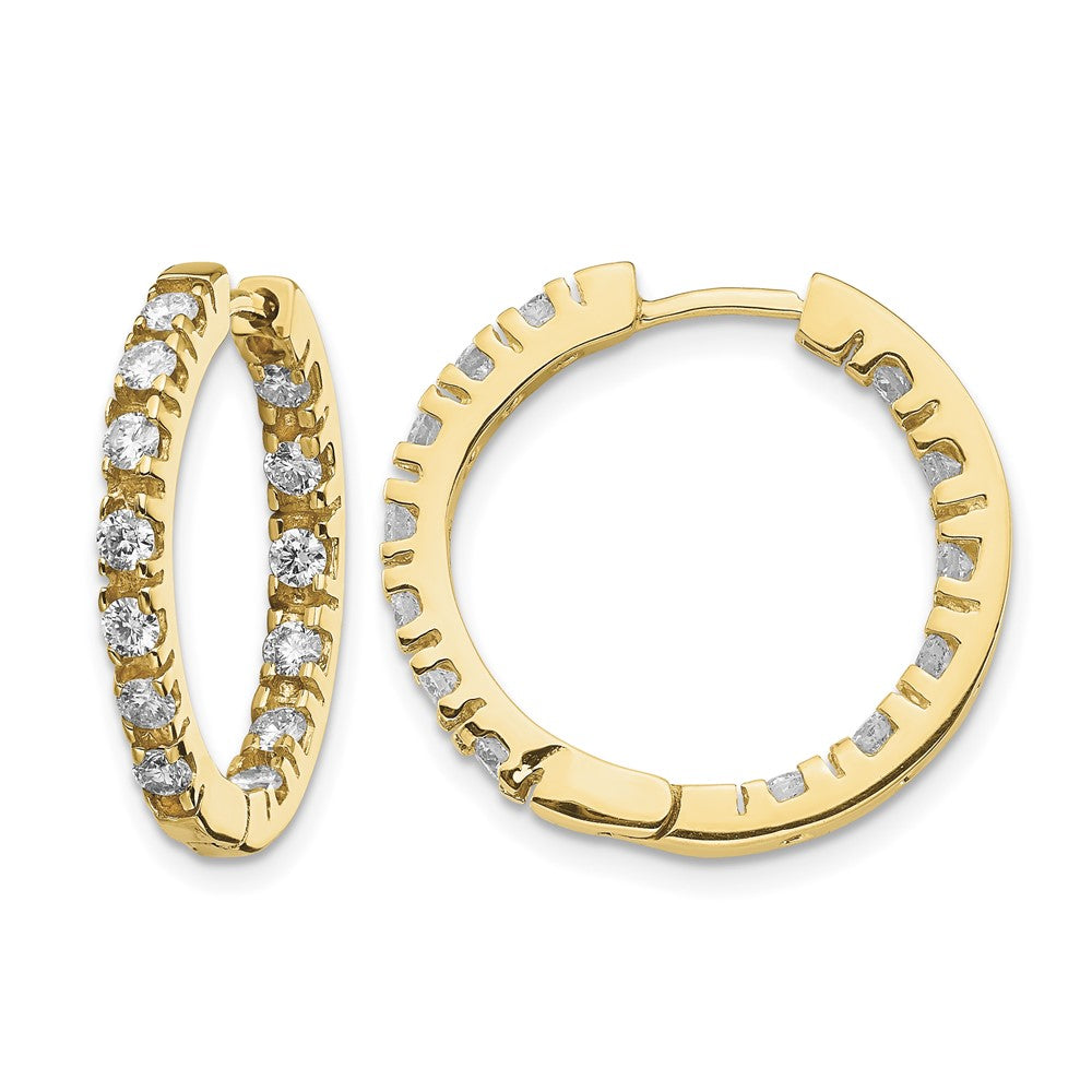 7/8 carat AA Diamond In/Out Hinged Hoop Earrings - WBC