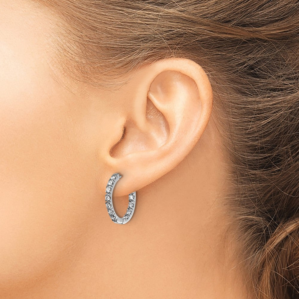 7/8 carat AA Diamond In/Out Hinged Hoop Earrings - WBC