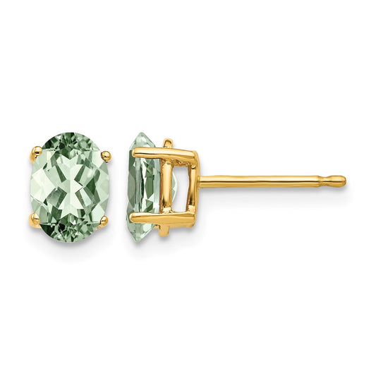 Oval Green Quartz Post Earrings - WBC