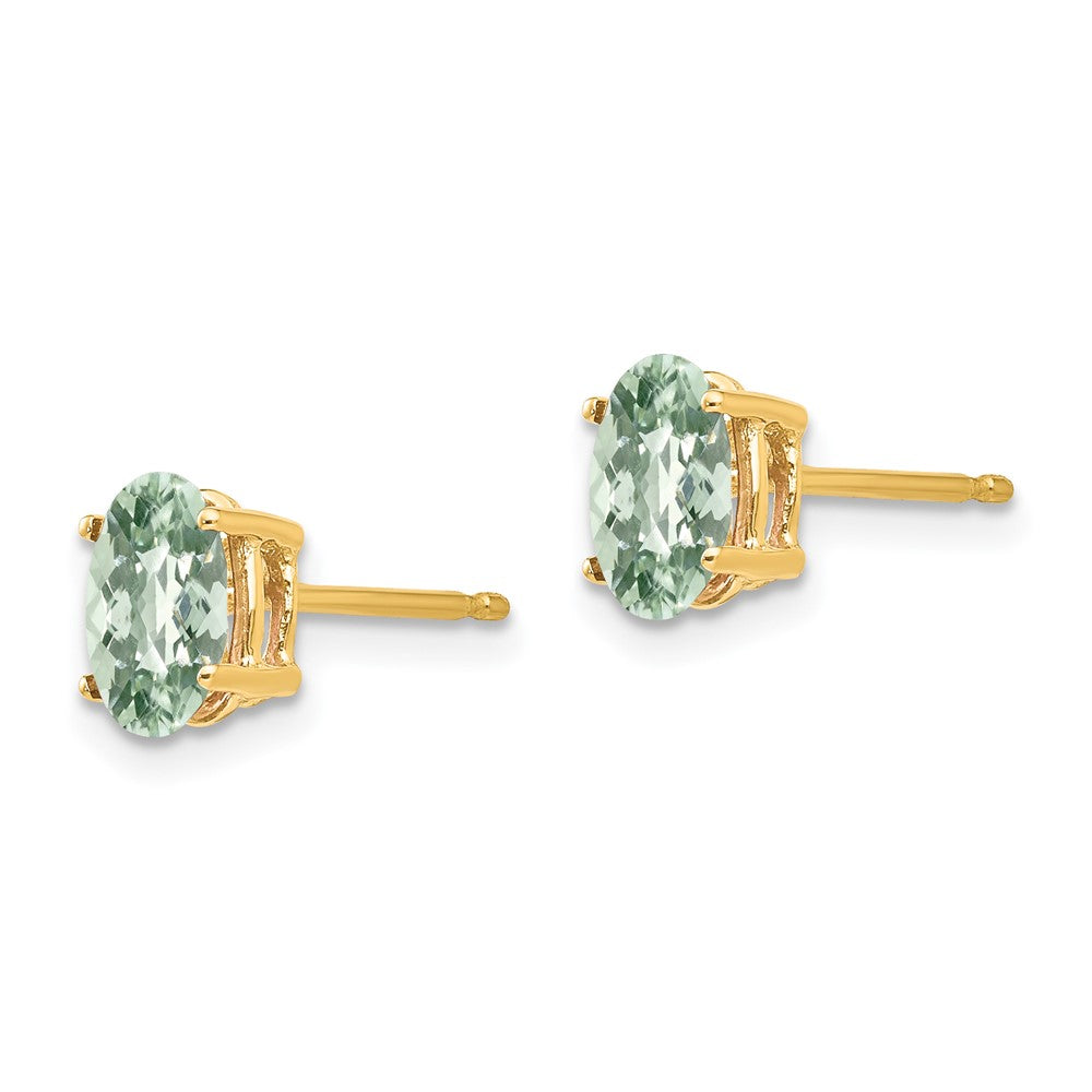 Oval Checker-Cut Green Quartz Post Earrings - WBC