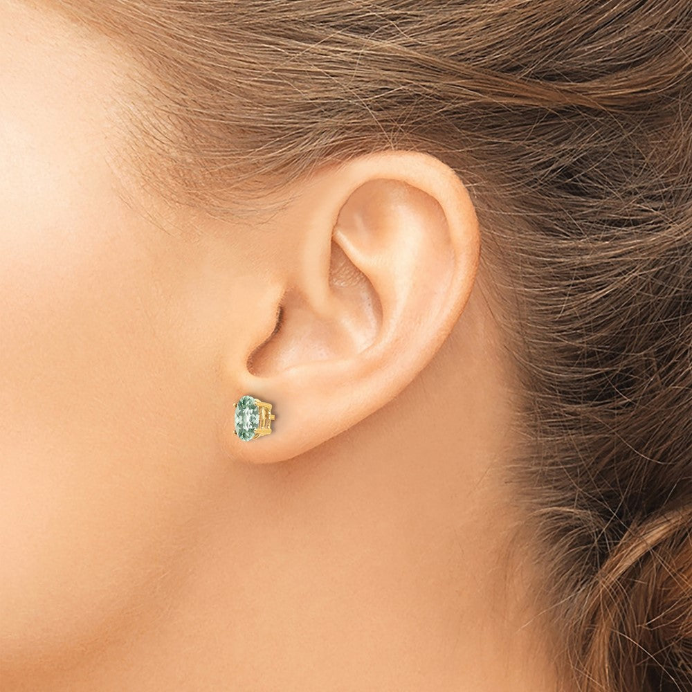Oval Checker-Cut Green Quartz Post Earrings - WBC