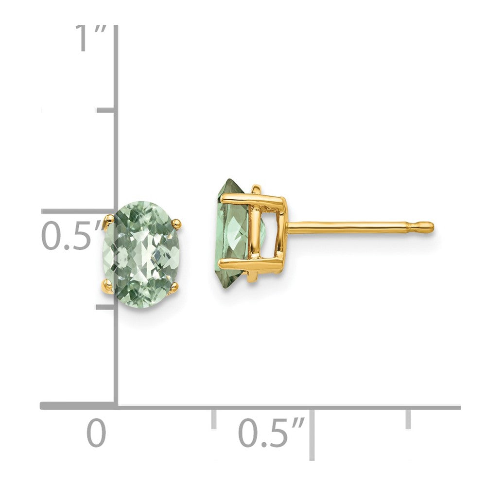 Oval Checker-Cut Green Quartz Post Earrings - WBC