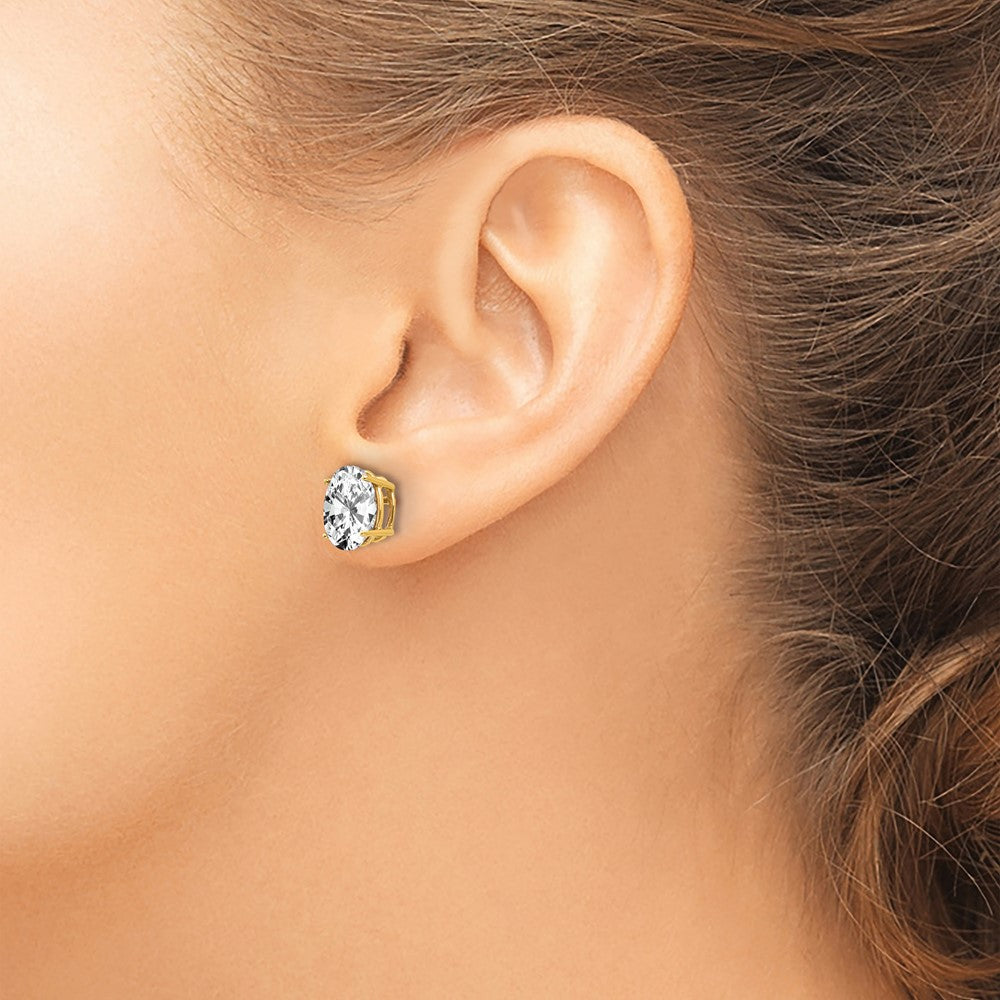 Oval Cubic Zirconia Post Earrings - WBC