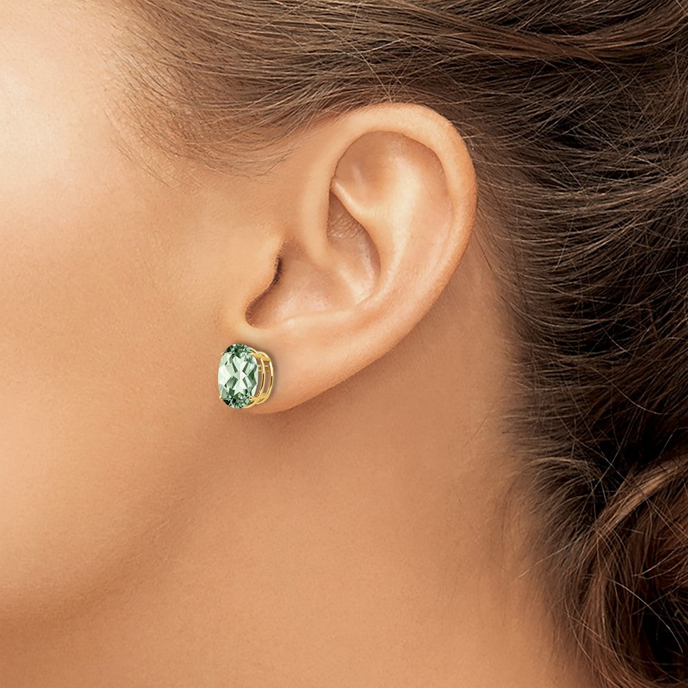 Oval Green Quartz Post Earrings - WBC