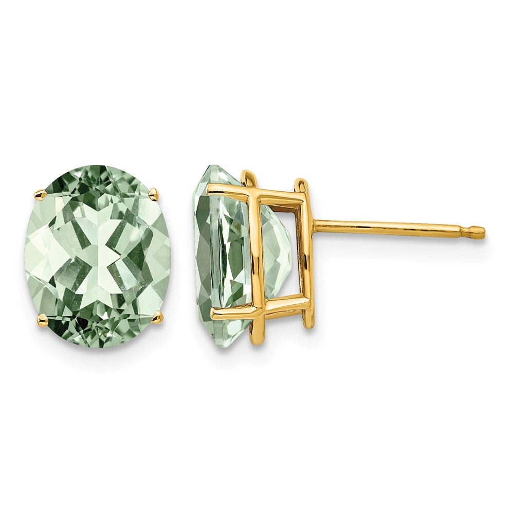 Oval Green Quartz Post Earrings - WBC