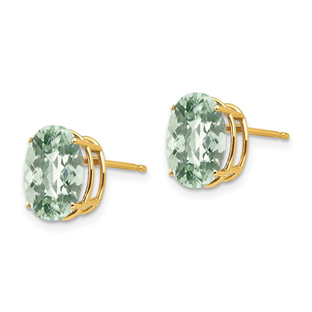 Oval Checker-Cut Green Quartz Post Earrings - WBC