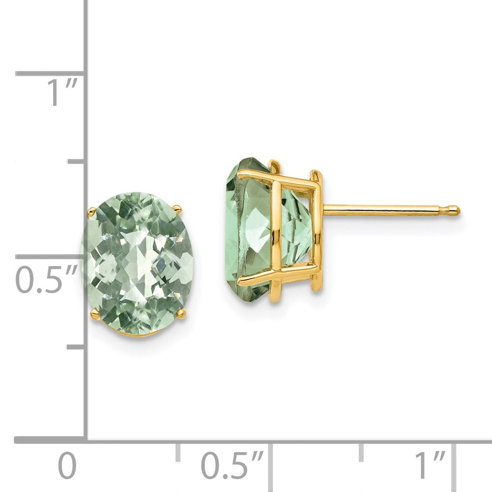 Oval Checker-Cut Green Quartz Post Earrings - WBC