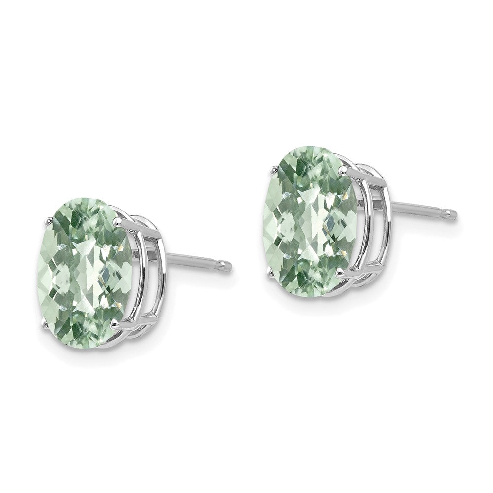 Oval Checker-Cut Green Quartz Post Earrings - WBC