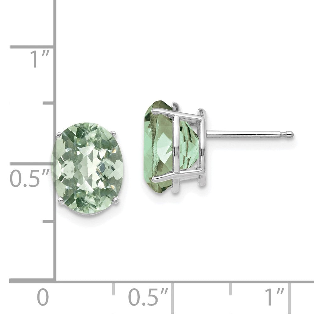 Oval Checker-Cut Green Quartz Post Earrings - WBC