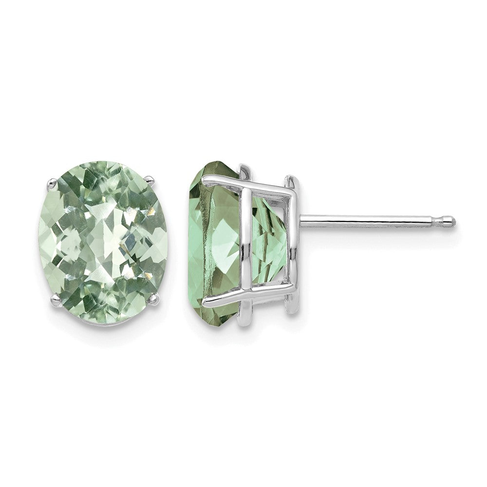 Oval Checker-Cut Green Quartz Post Earrings - WBC