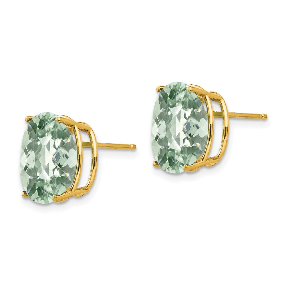 Oval Checker-Cut Green Quartz Post Earrings - WBC