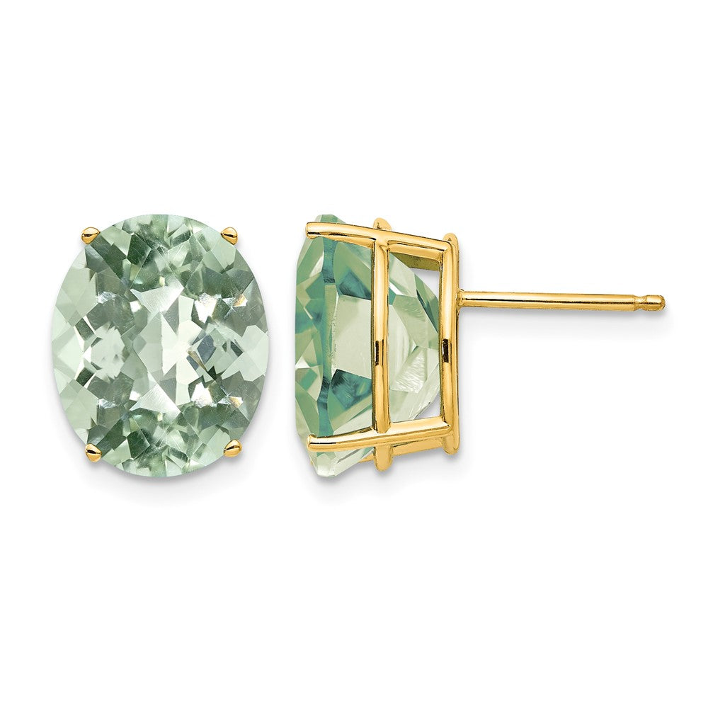 Oval Checker-Cut Green Quartz Post Earrings - WBC