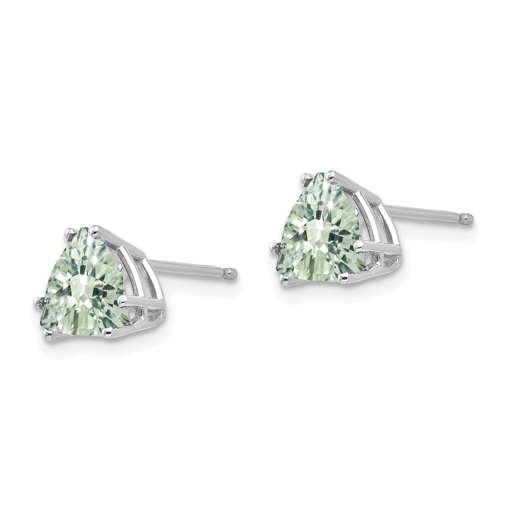 Trillion Checker-Cut Green Quartz Post Earrings - WBC