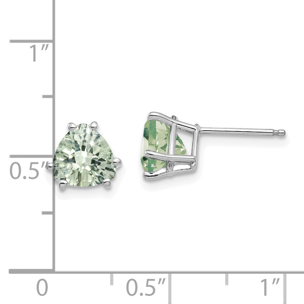 Trillion Checker-Cut Green Quartz Post Earrings - WBC