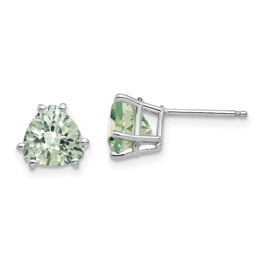 Trillion Checker-Cut Green Quartz Post Earrings - WBC