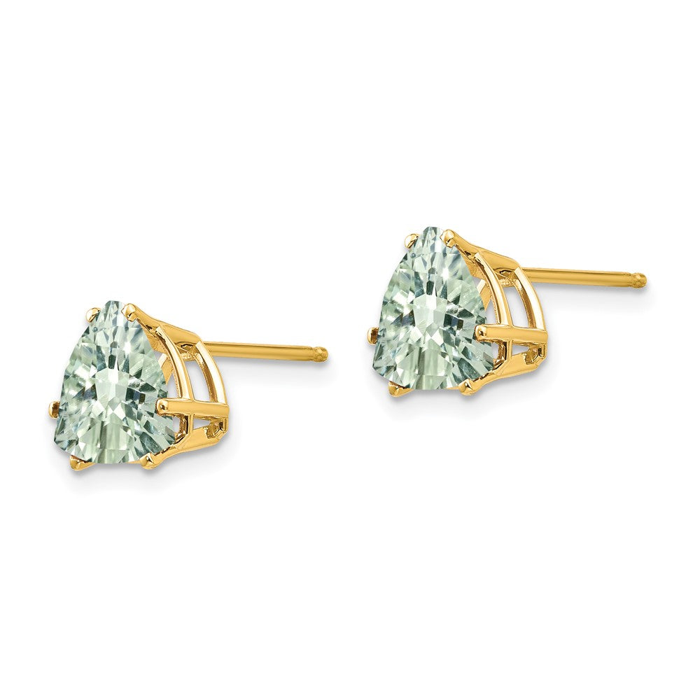 Trillion Checker-Cut Green Quartz Post Earrings - WBC