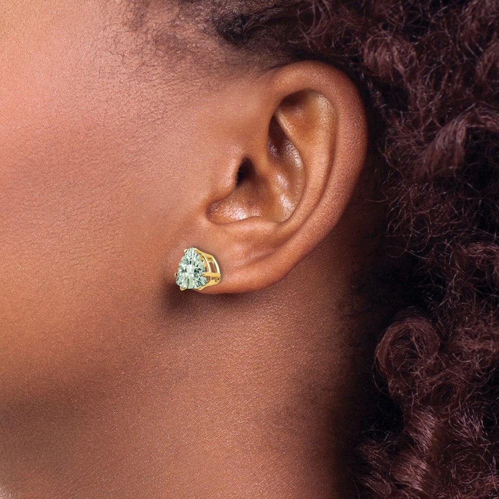 Trillion Checker-Cut Green Quartz Post Earrings - WBC