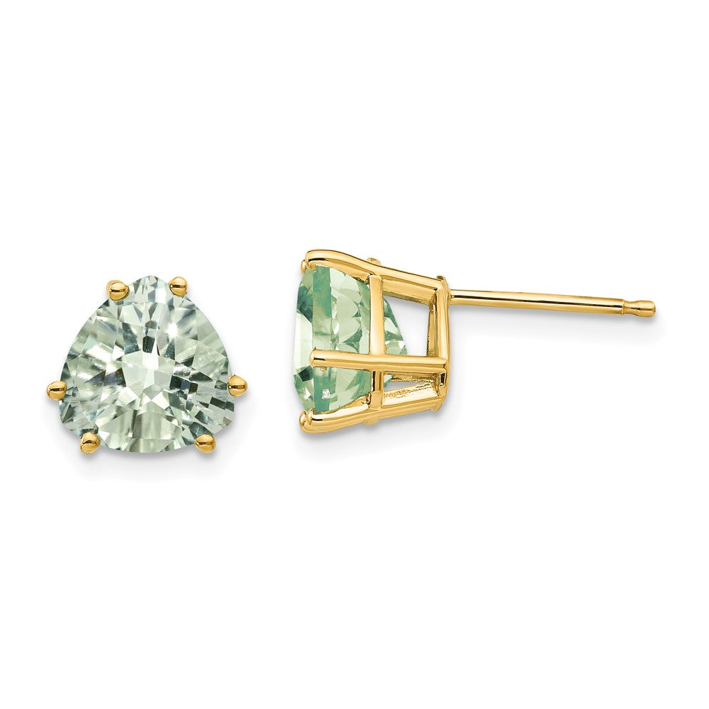Trillion Checker-Cut Green Quartz Post Earrings - WBC