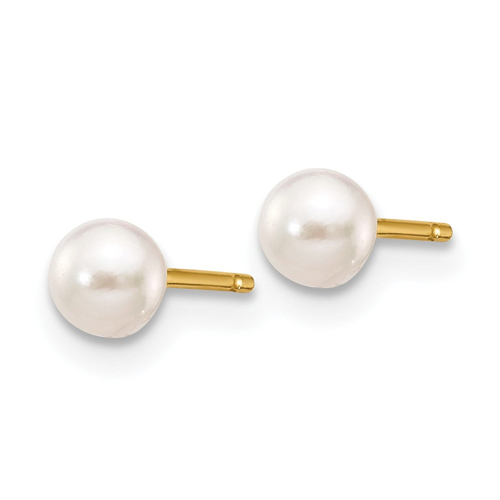 3- Round Akoya Saltwater Cultured Pearl Stud Post Earrings - WBC