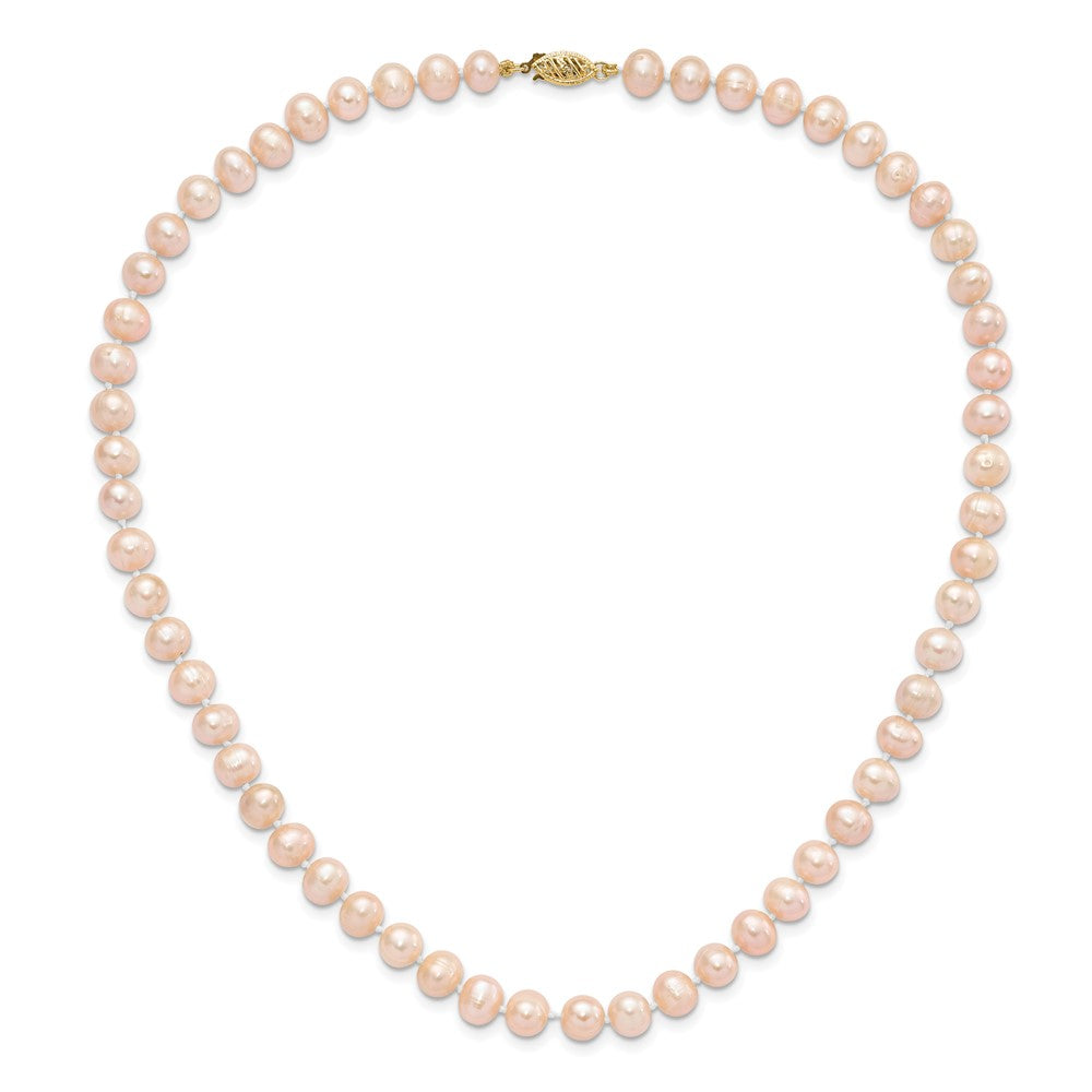 7- Pink Near-Round Freshwater Cultured Pearl Necklace and Button Earring Set - WBC