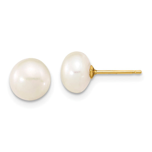 7- Near-Round Freshwater Cultured Pearl Necklace and Button Earrings Set - WBC