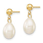 7- Rice Freshwater Cultured Pearl Necklace and Bead Post Dangle Earring Set - WBC