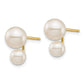 and Round Freshwater Cultured Double Pearl Post Earrings - WBC