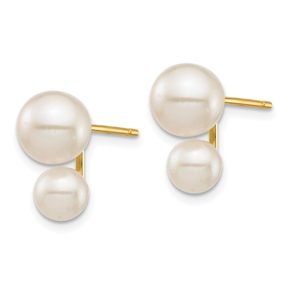 and Round Freshwater Cultured Double Pearl Post Earrings - WBC