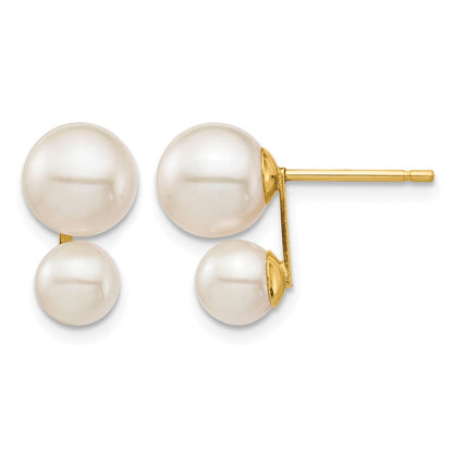 and Round Freshwater Cultured Double Pearl Post Earrings - WBC